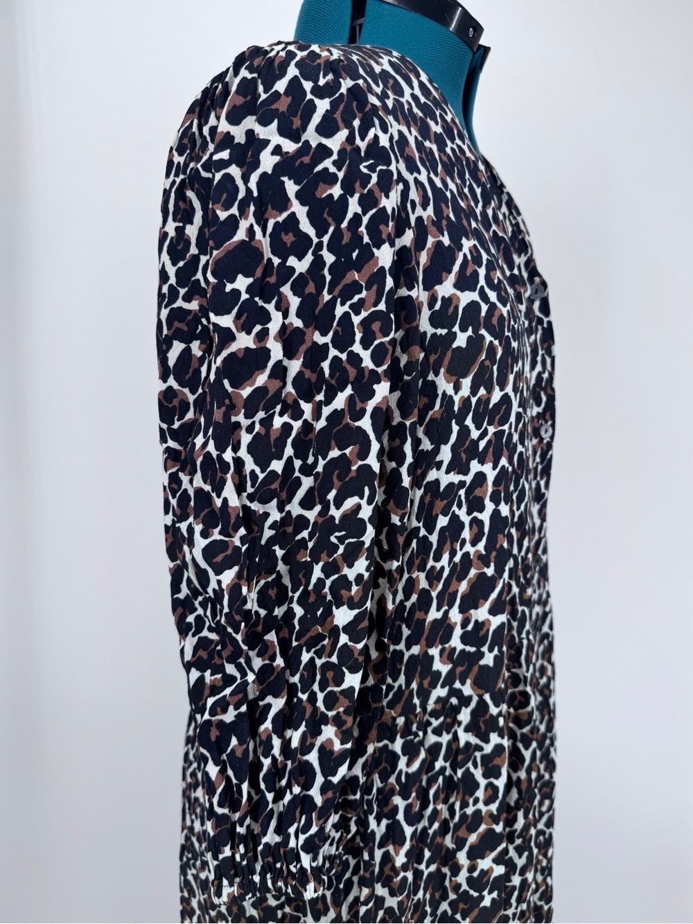 Rebecca Minkoff Black, Brown & Cream Leopard-Print Midi Dress S Small - Picture 6 of 9